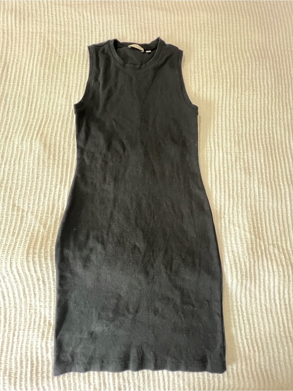 Wilfred Free Black Sleeveless Cotton Ribbed Bodycon  Dress Size S